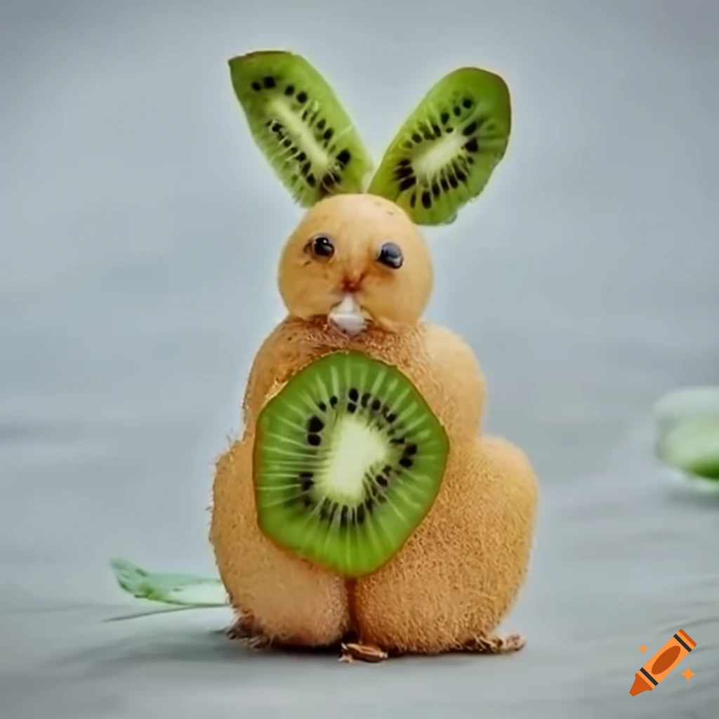 Kiwi fruit bunny with nametag "Jinsin"