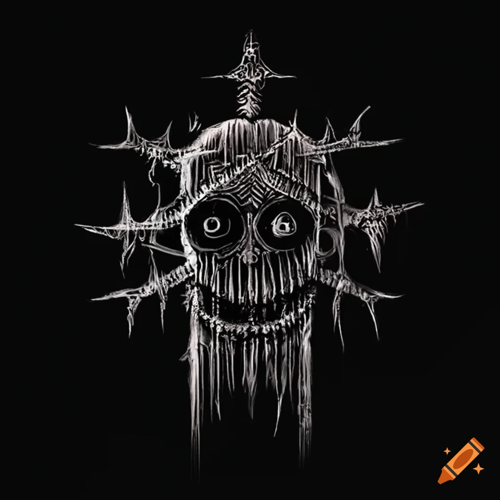 Black metal band logo with voodoo symbol