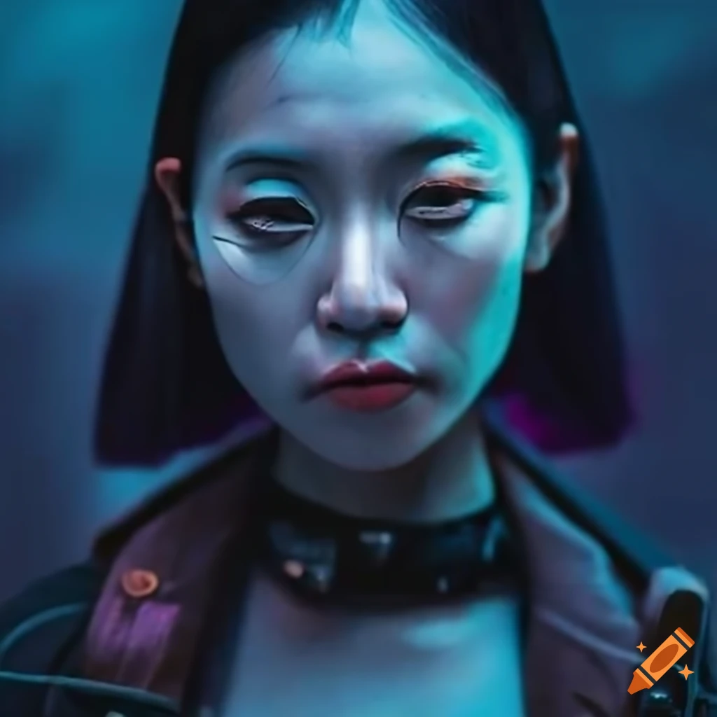 Portrait of a professional asian woman in a cyberpunk universe on Craiyon