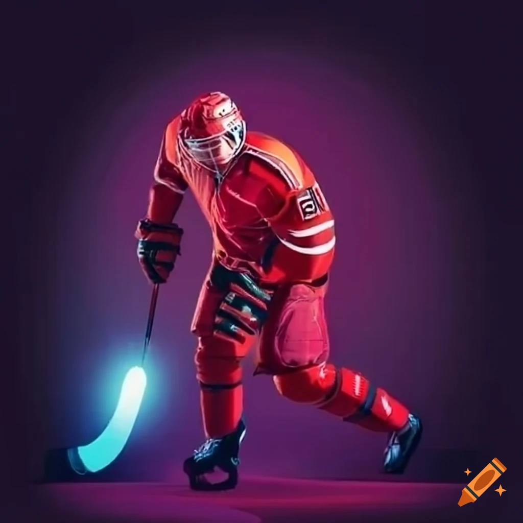 Ice hockey player on a techno music scene on Craiyon