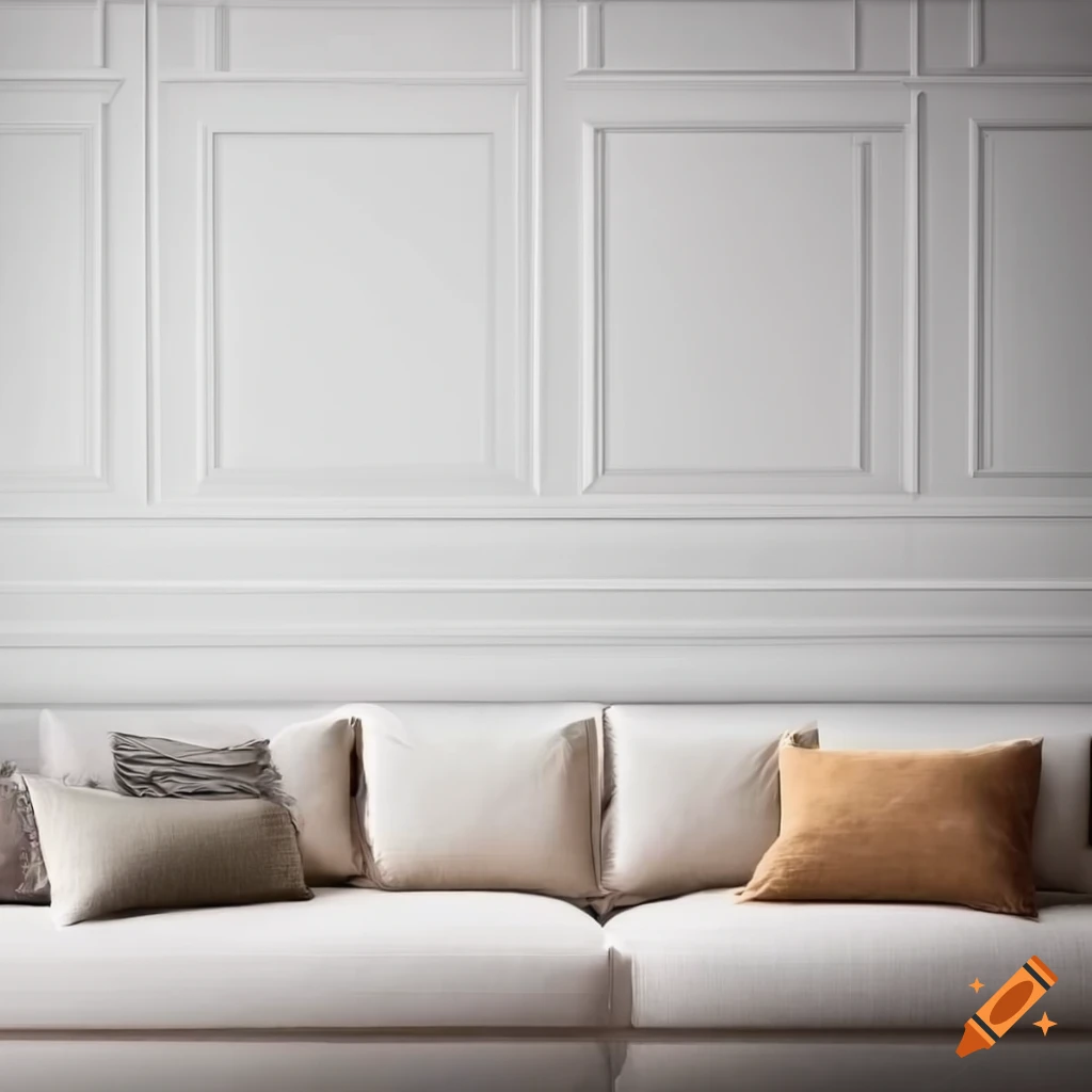 Elegant white paneled walls in a cozy living room on Craiyon