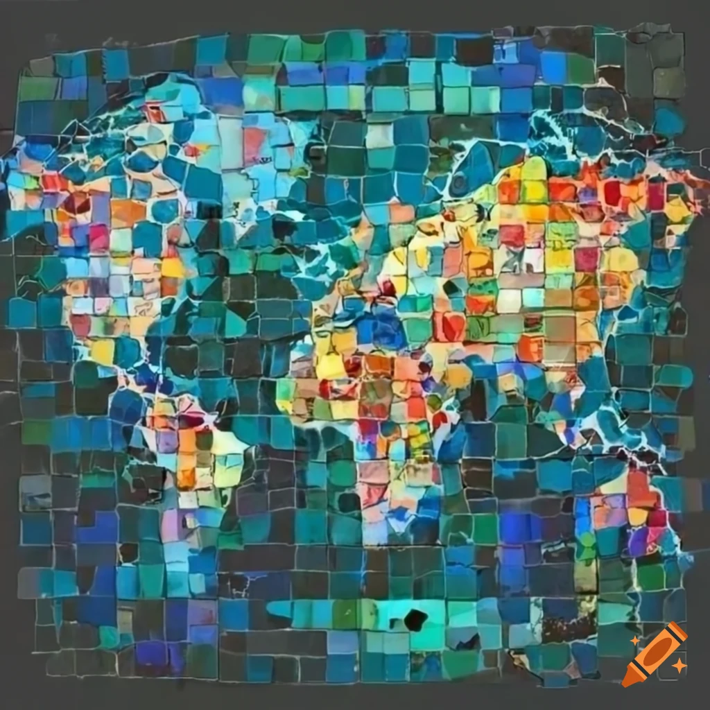 Colorful mosaic world map