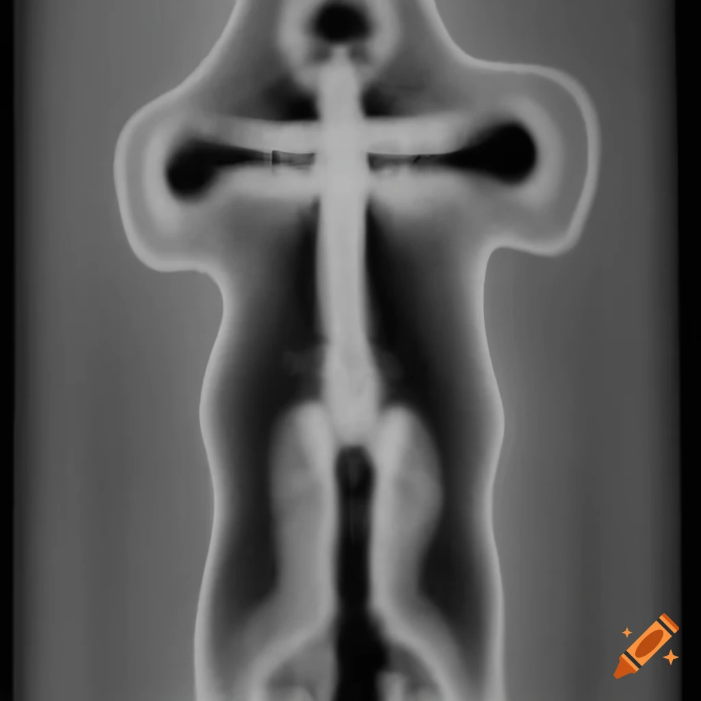 Symmetrical HD logo design in greyscale with x-ray elements