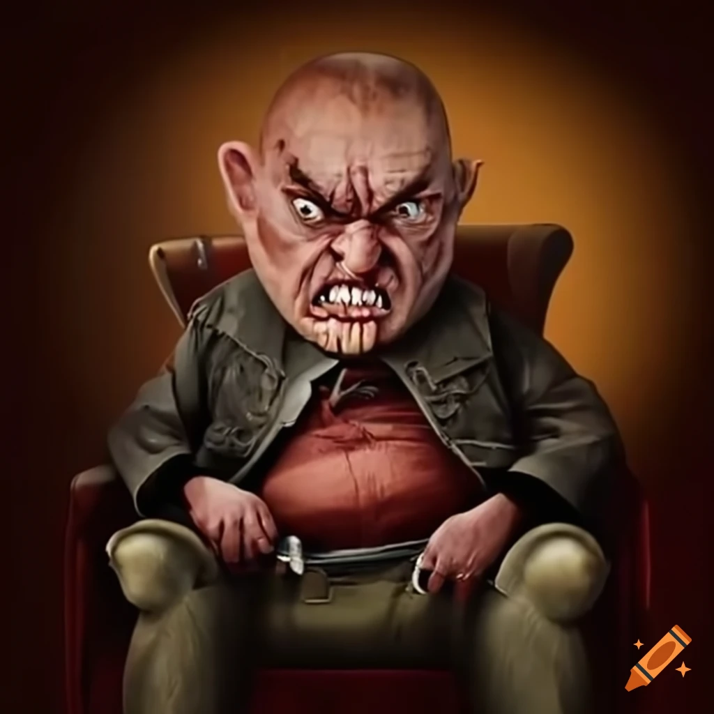 Angry colonel sitting in a car with angry rats nearby on Craiyon