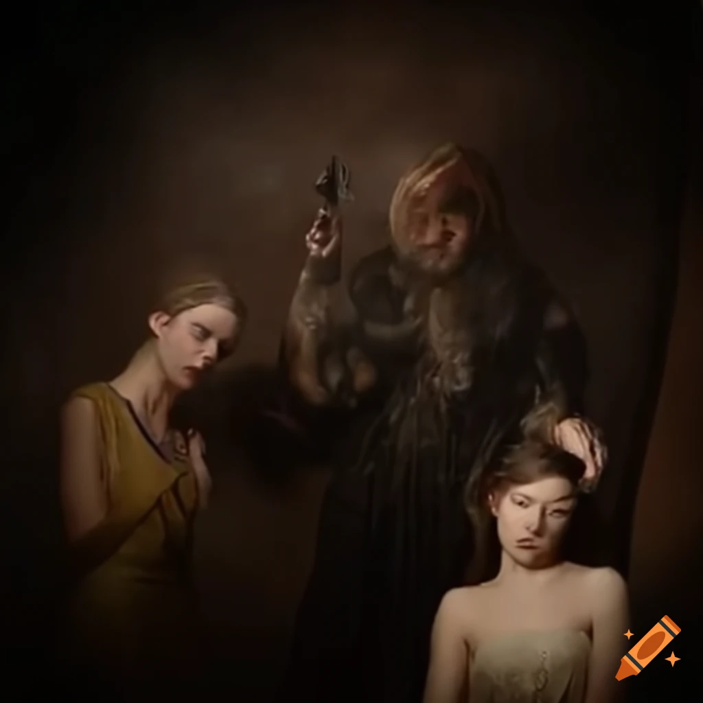 Film still from a mythological melodrama