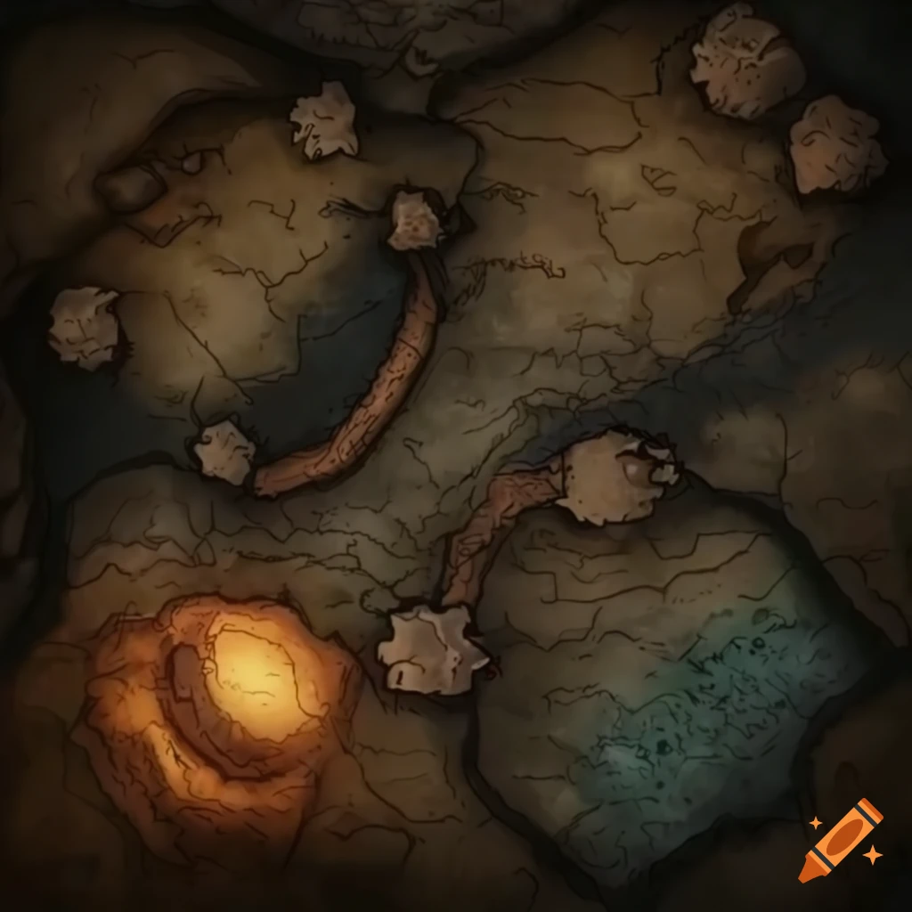 Top Down Dnd Map Of A Long Abandoned Rocky Cavern On Craiyon