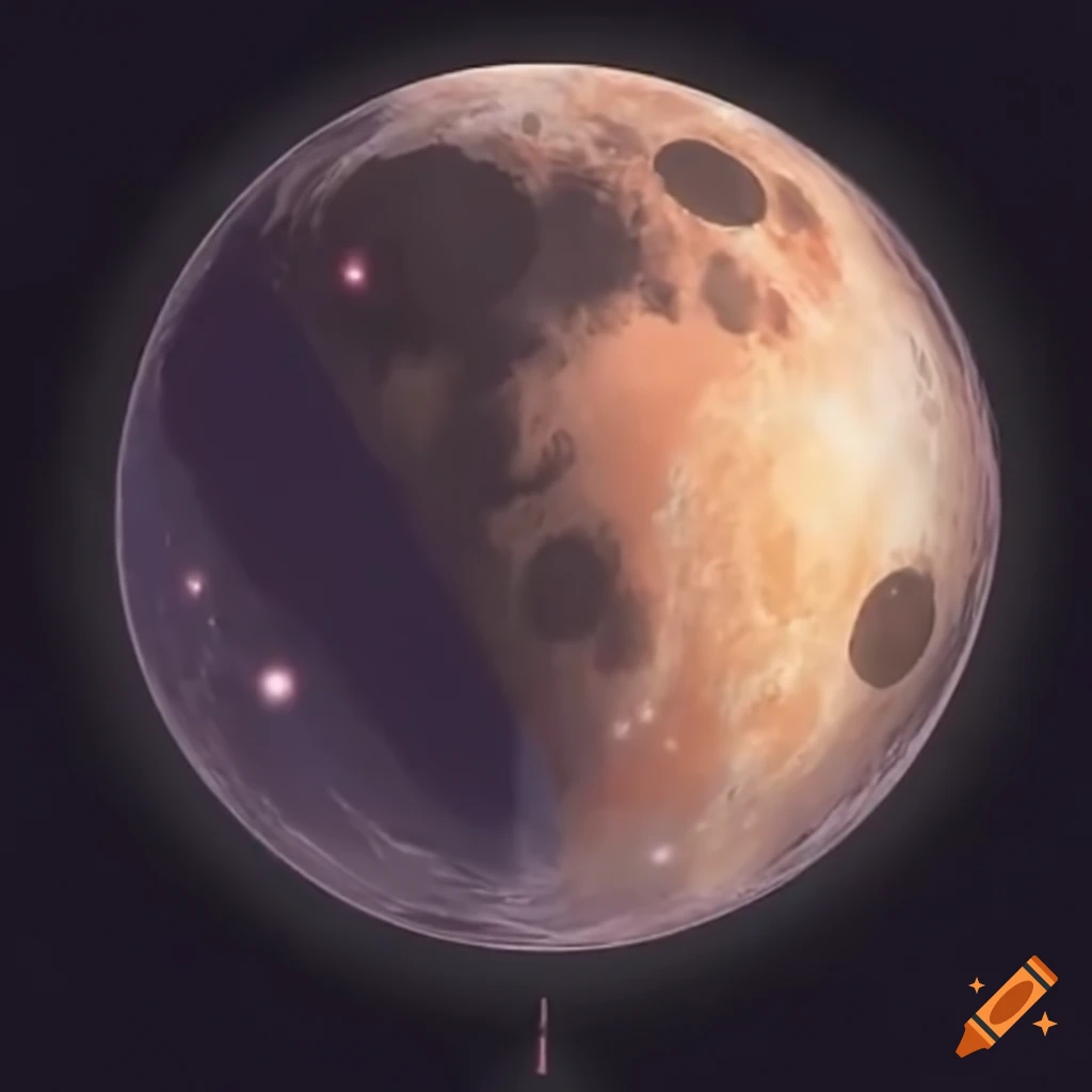 Rocket landing on the moon's surface in a space adventure