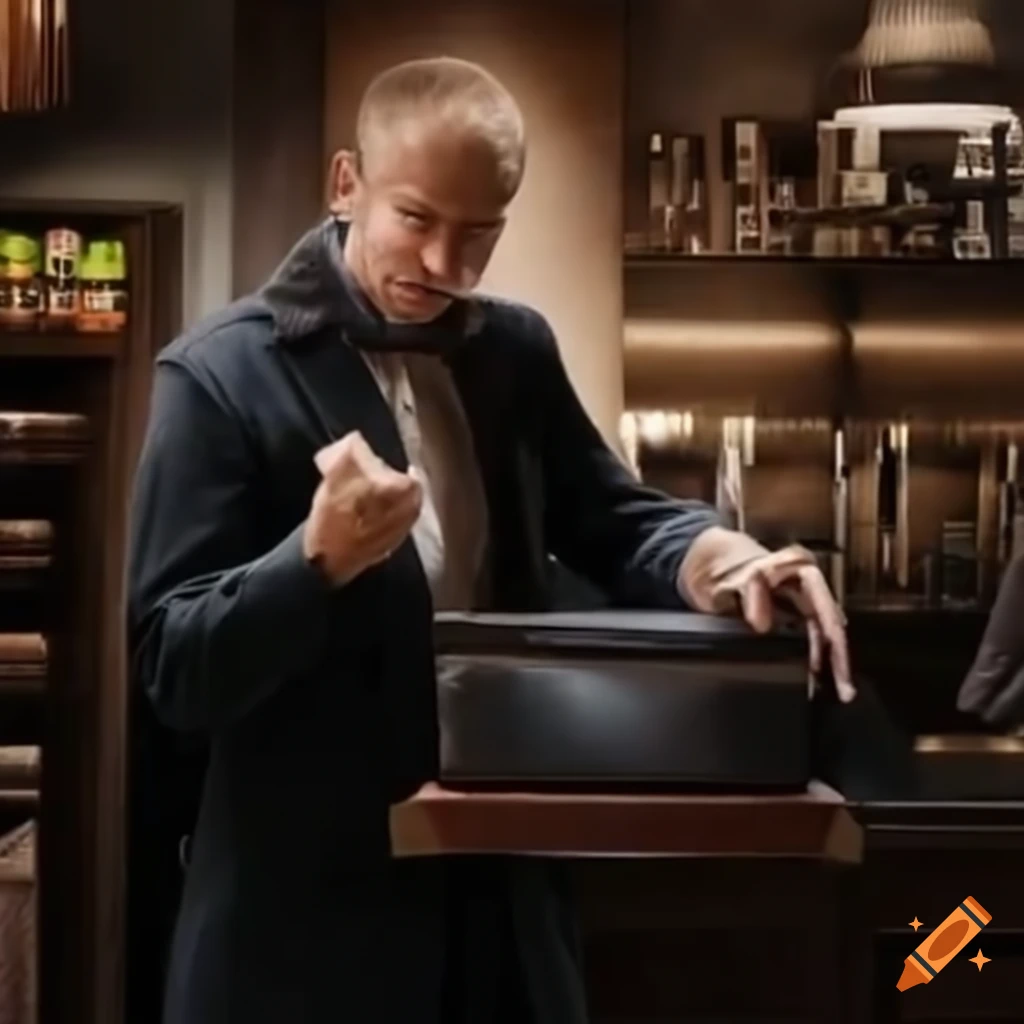 Chaotic hotel porter at work