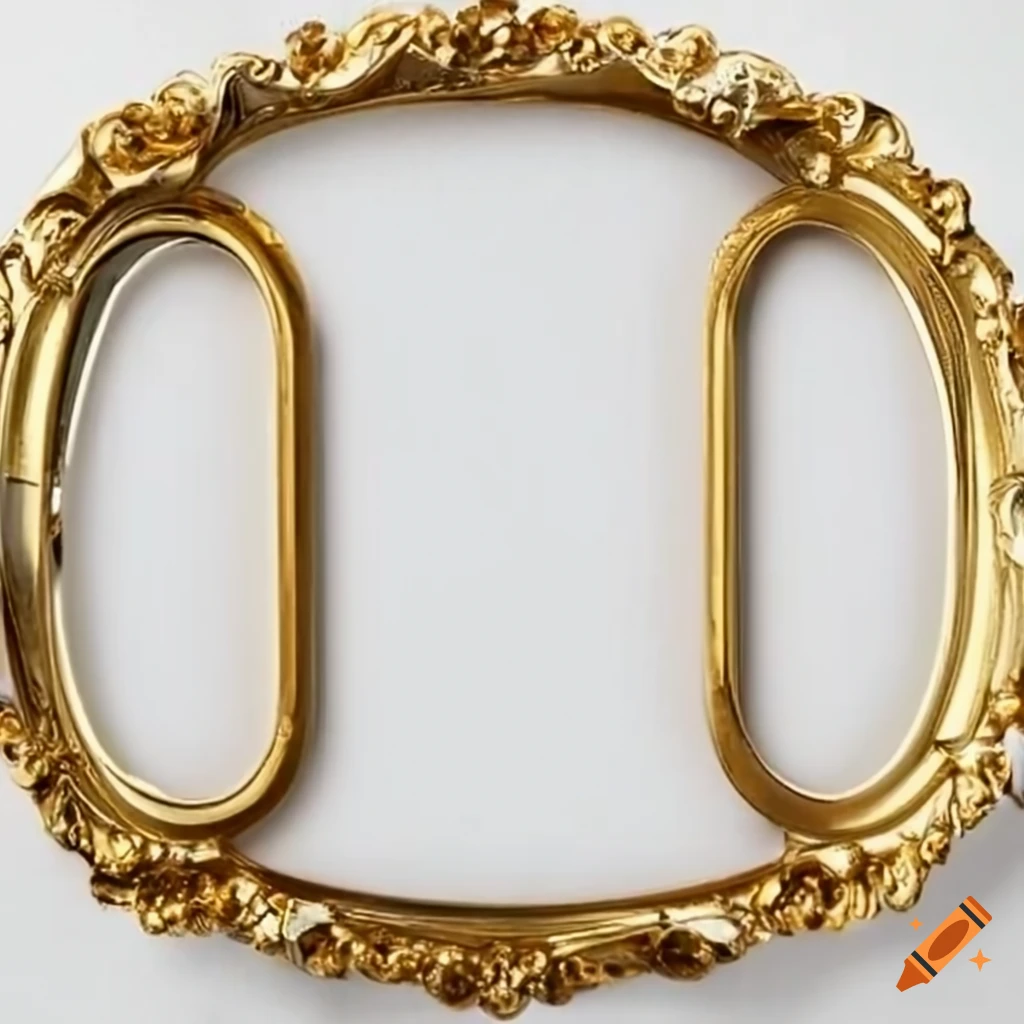 Two oval gold photo frames stuck together