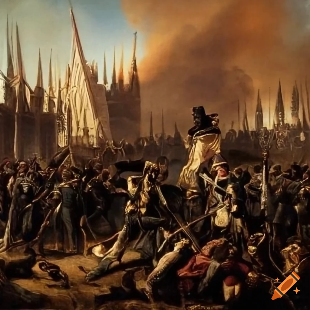 Illustration of the historic German uprising against the monarchy in 1848