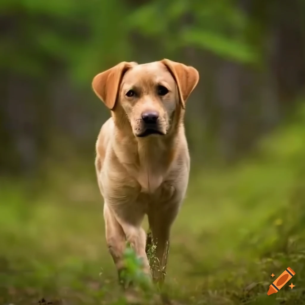 Labrador walking alone in the bush on Craiyon