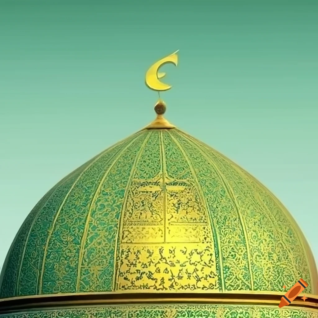 Green dome with golden arabic text on Craiyon