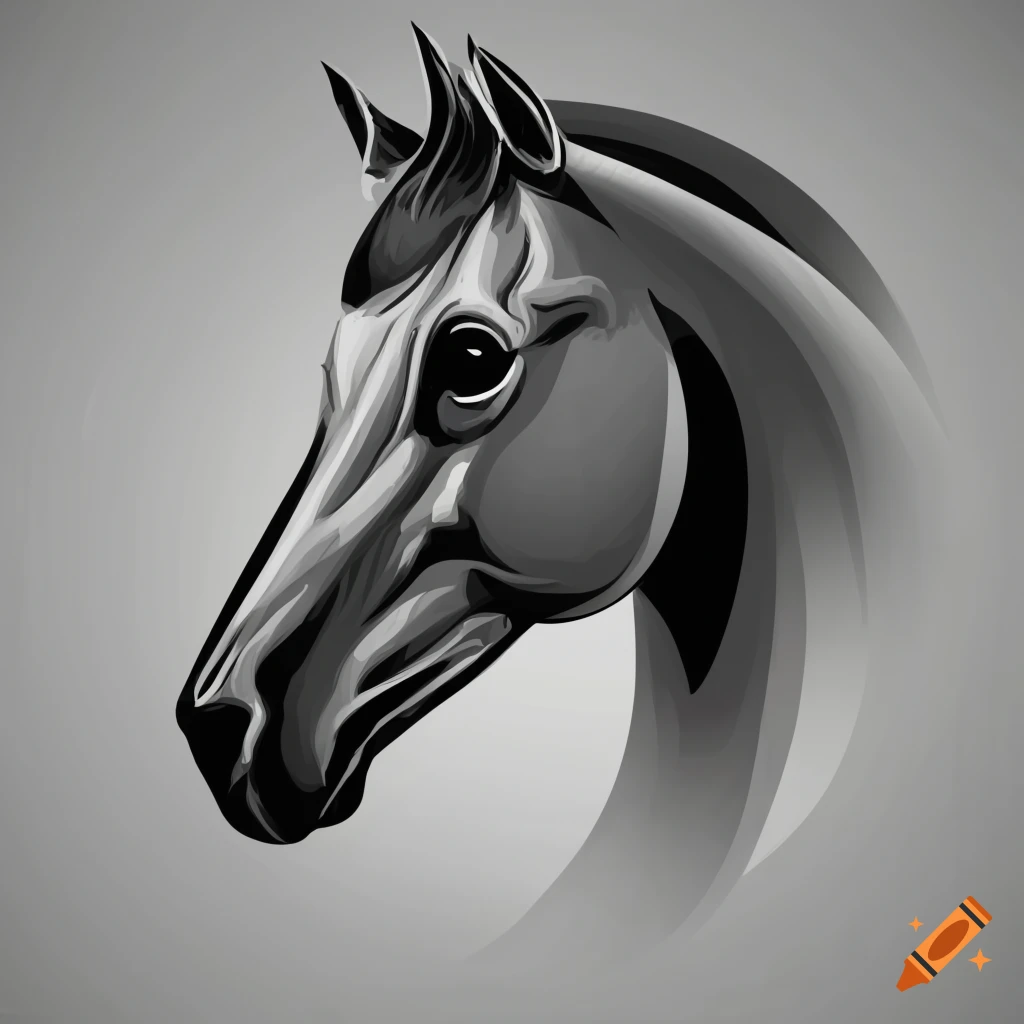 Simple black and white vector illustration of a horse on Craiyon