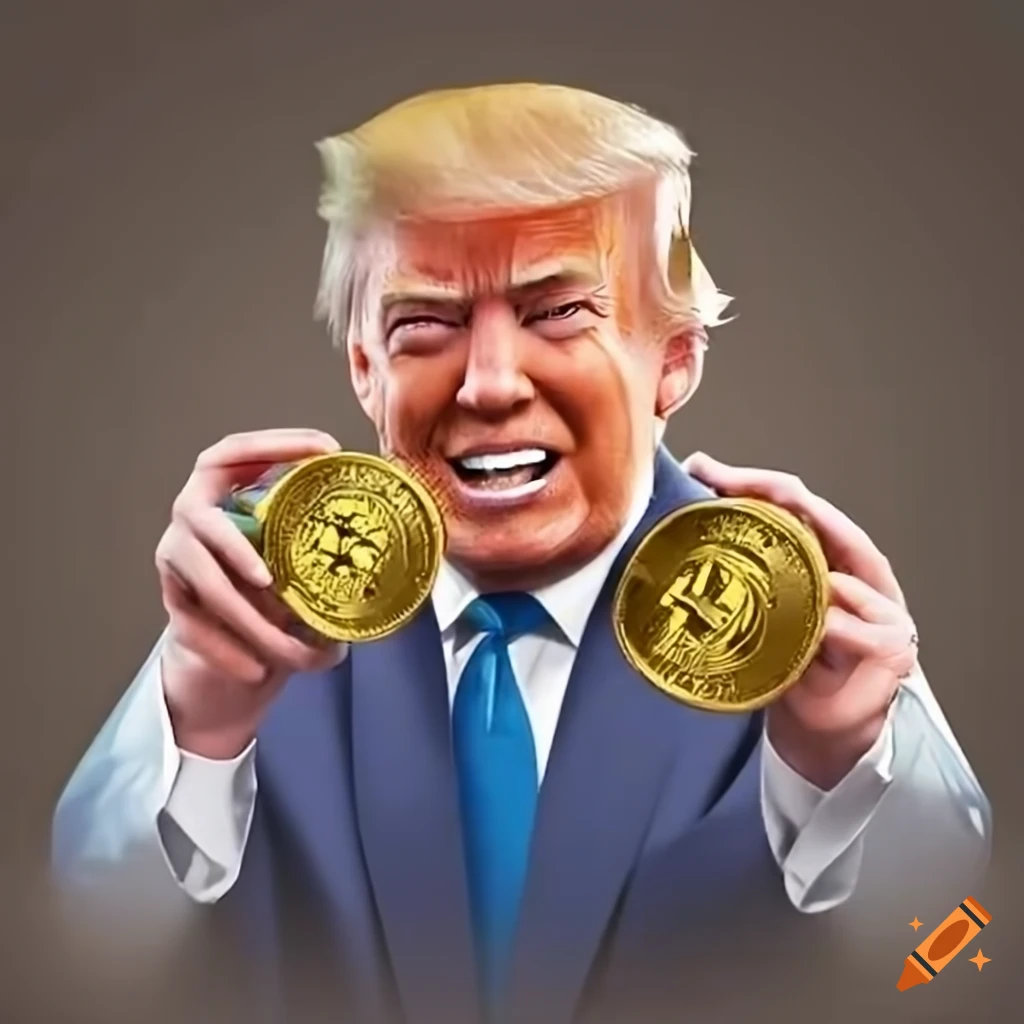 Donald Trump holding a bitcoin on Craiyon