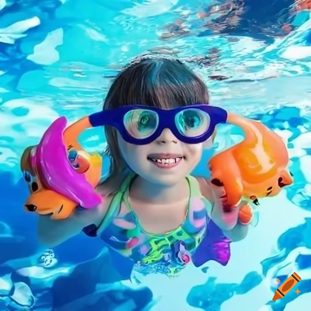 Bright and colorful holographic underwater pool toys for kids on Craiyon