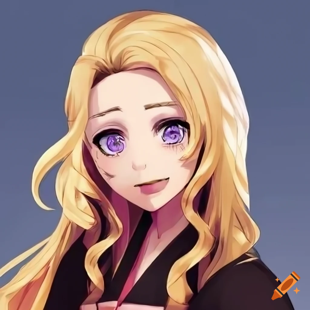 Nezuko Kamado with blonde hair in Obey Me style