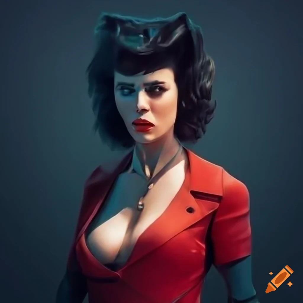 Decadent retro-futurist femme fatale in a crime drama 3D rendering