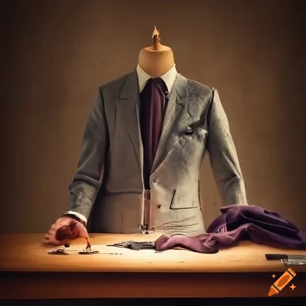 Bespoke tailor's workshop with skilled artisans crafting suits and shirts
