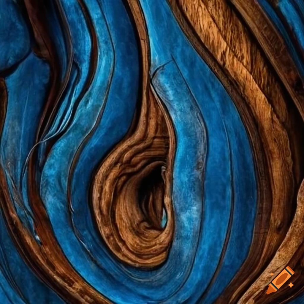 Abstract blue suede twisted wooden patterns on Craiyon