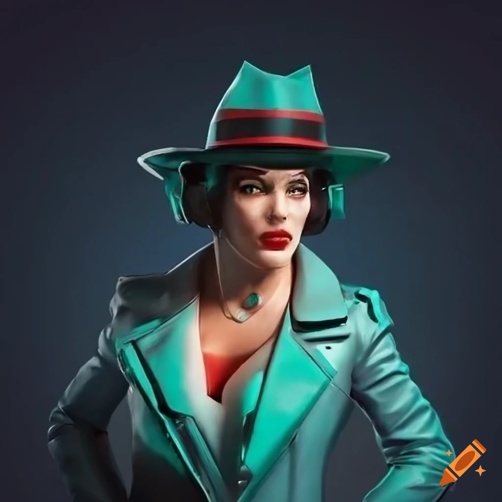 Decadent retro-futurist femme fatale in a crime drama 3D rendering