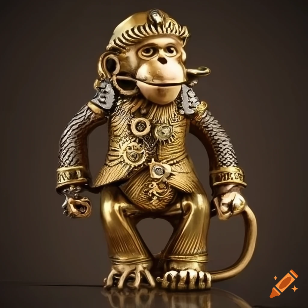 Steampunk brass monkey sculpture on Craiyon