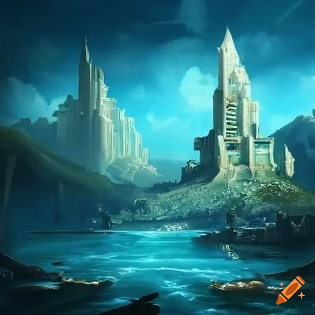 Lost city of atlantis above water on Craiyon
