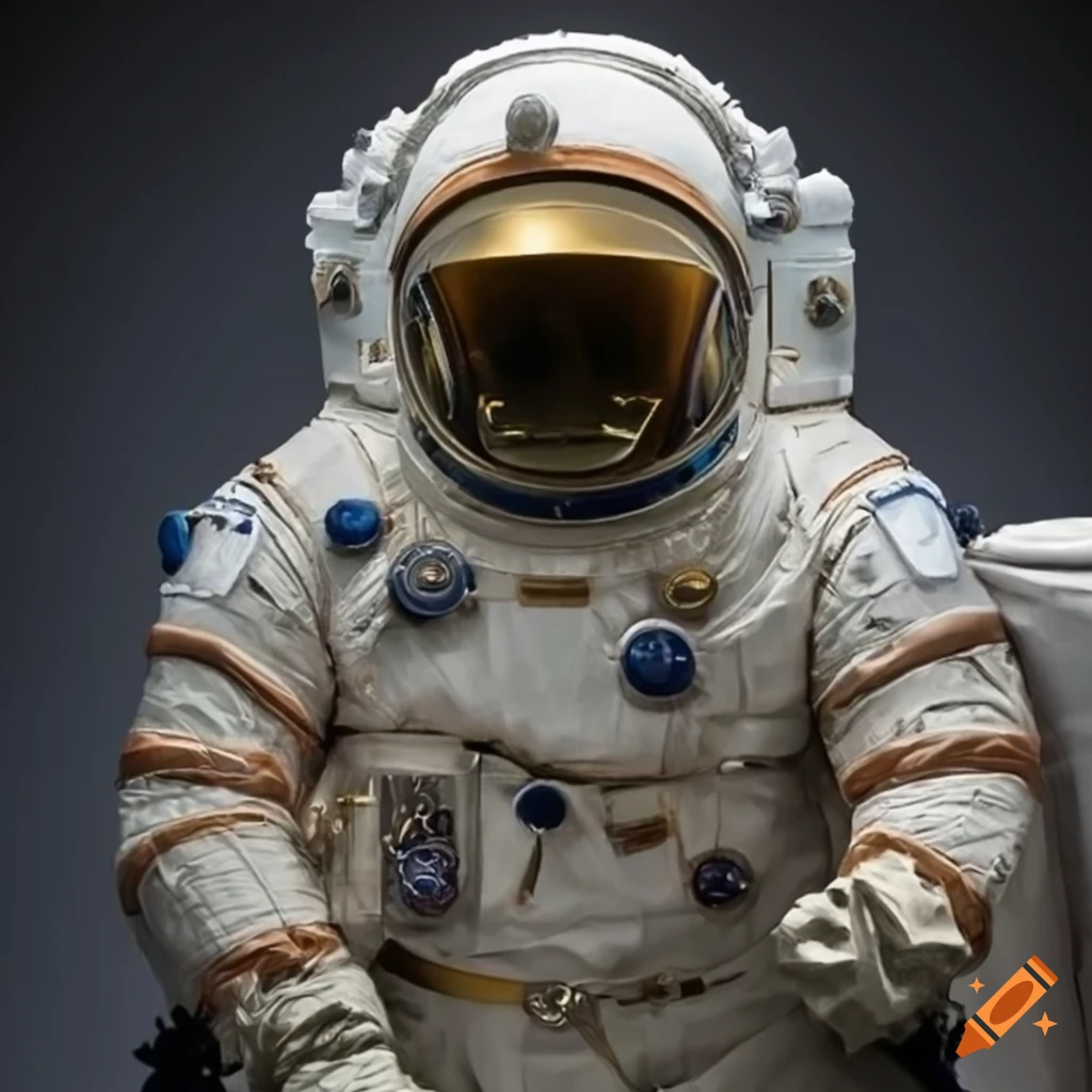 Mozart in a space suit depicted in rococo art style