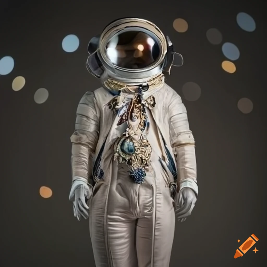 Mozart in a space suit in rococo art style