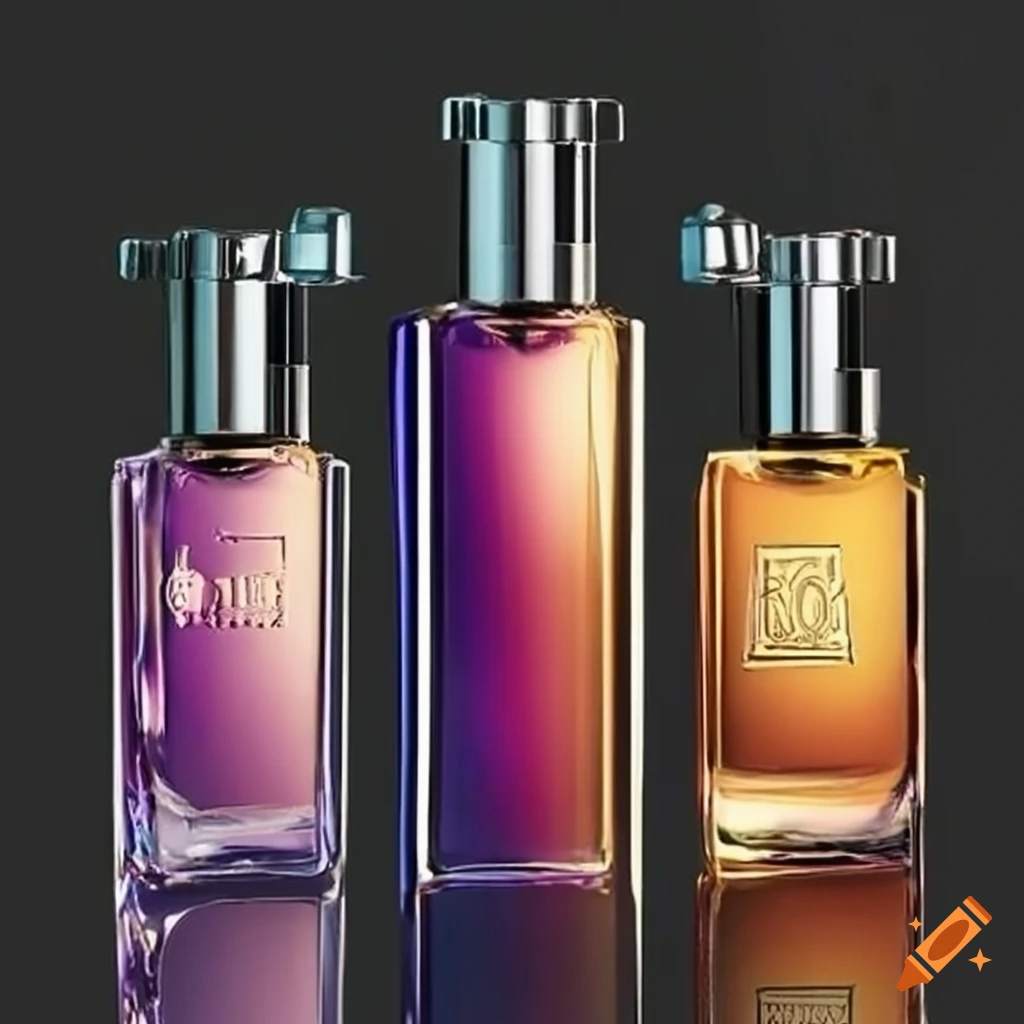 Various types of perfumes on display on Craiyon