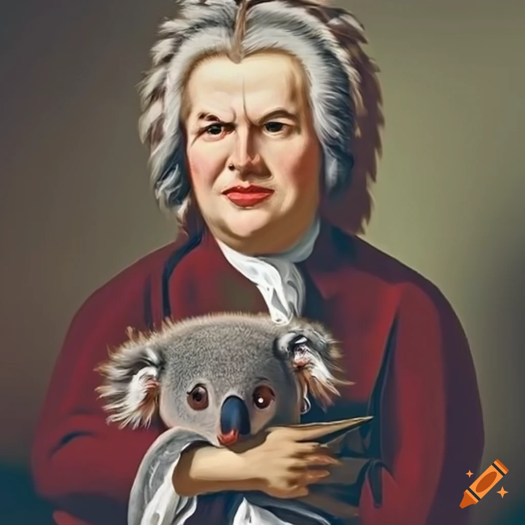 Johann Sebastian Bach with a duck and a koala