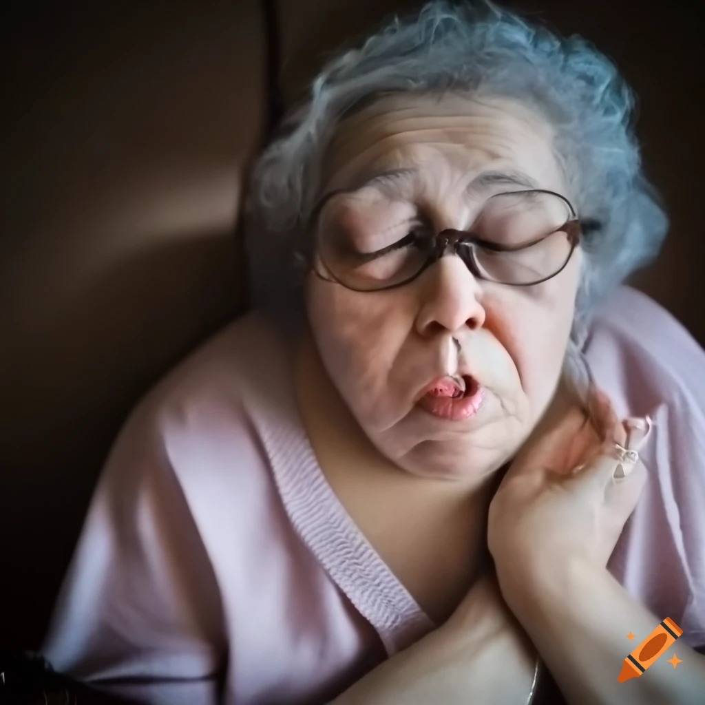 Woman sleeping with mouth slightly open and wearing glasses on Craiyon