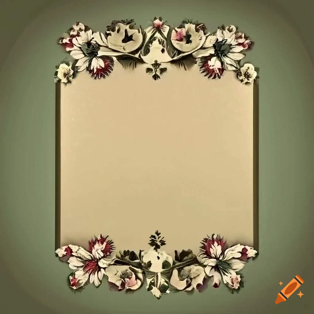 Vintage card with floral borders on Craiyon