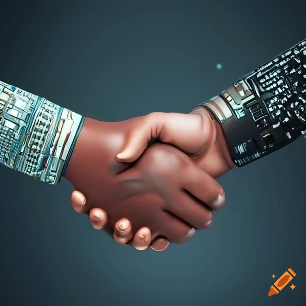 African handshake with futuristic background