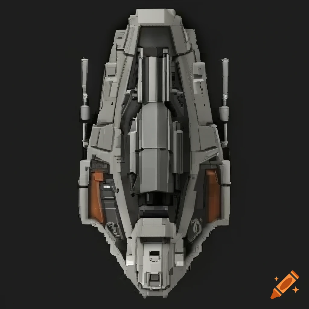 Top-down view space ship in a dark sci-fi setting on Craiyon