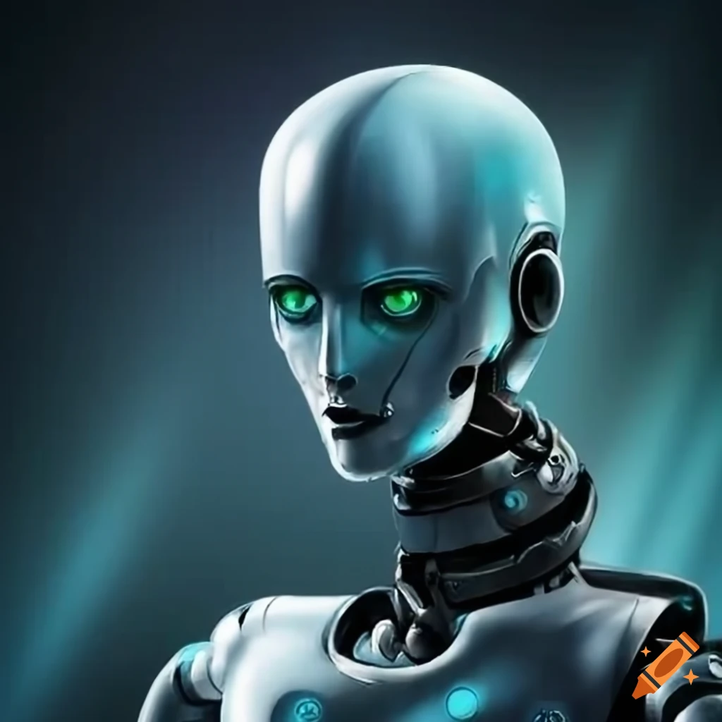 Robot and android in a fantasy sci-fi setting on Craiyon