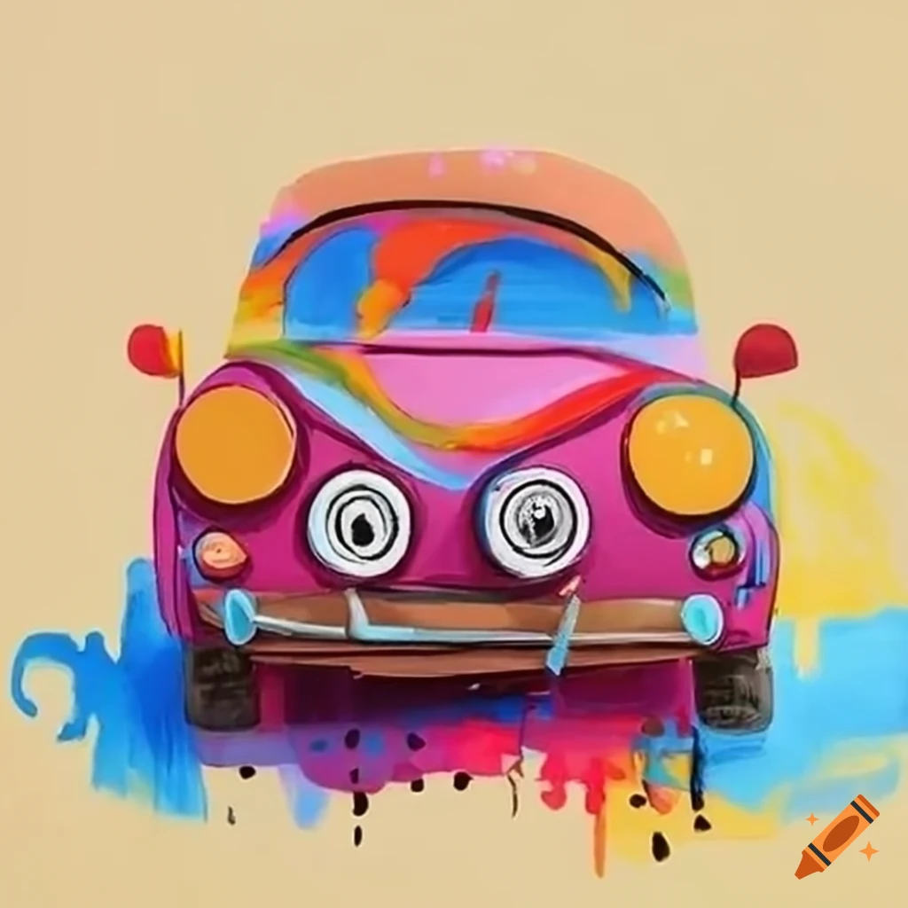 Colorful car painting for kids room on Craiyon