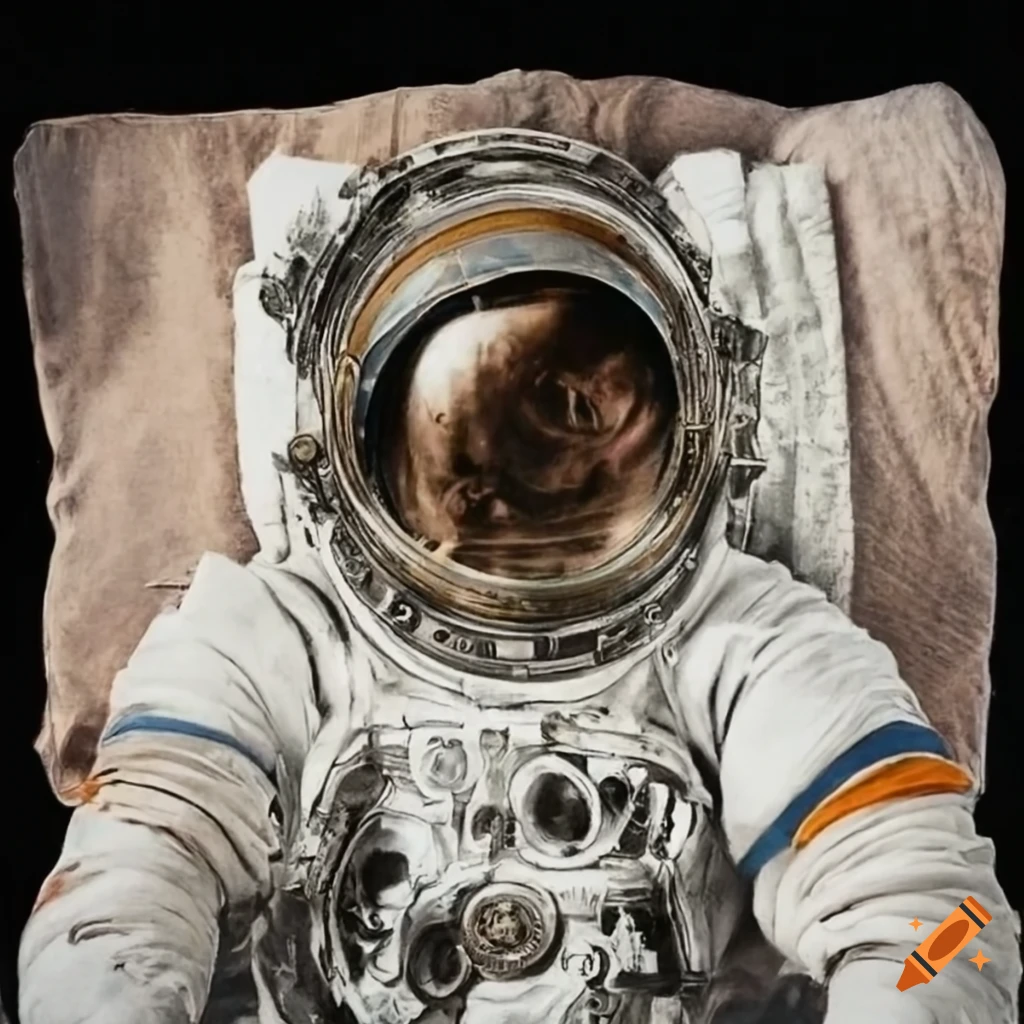 Hand-colored portrait of an astronaut in vintage style on Craiyon