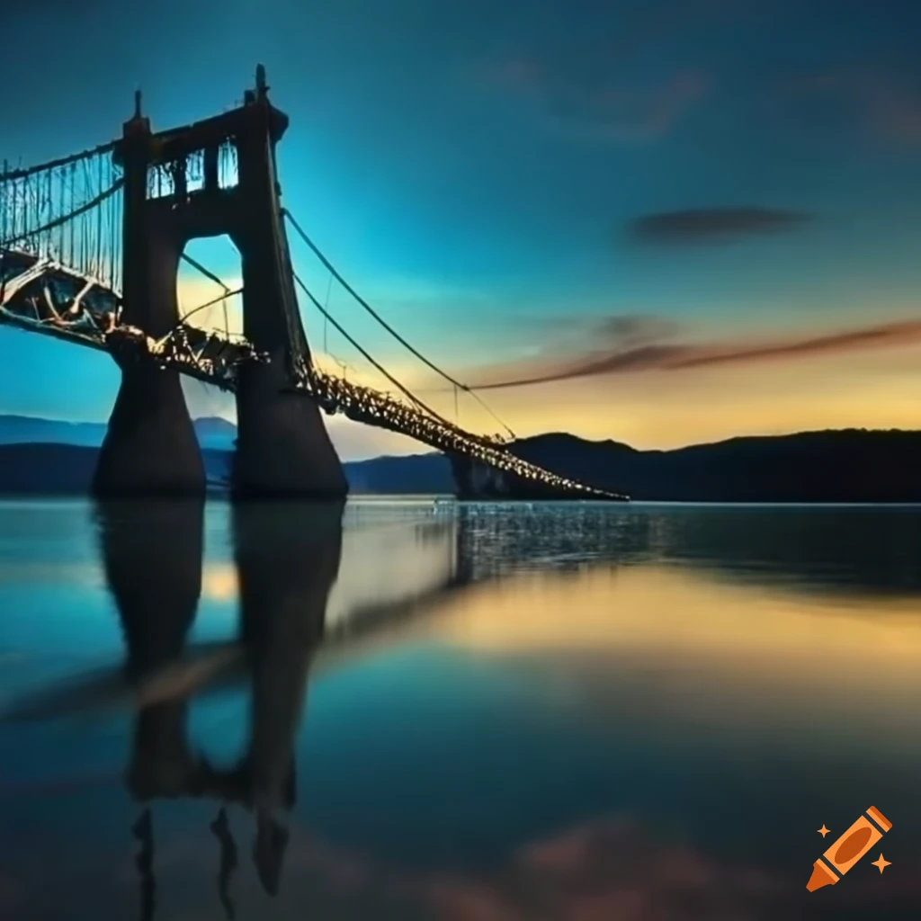 Menai suspension bridge swinging in the wind on Craiyon