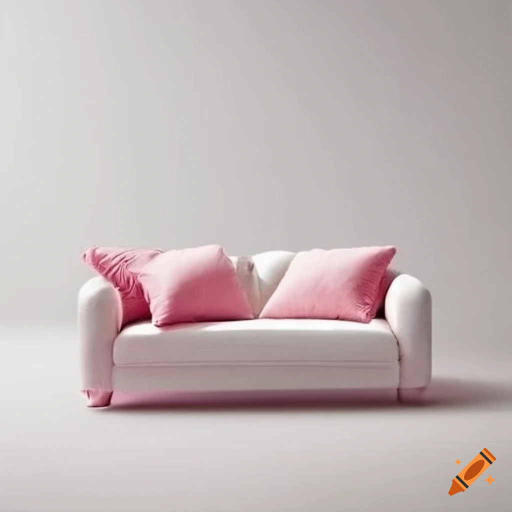 White couch with pink pillows on Craiyon