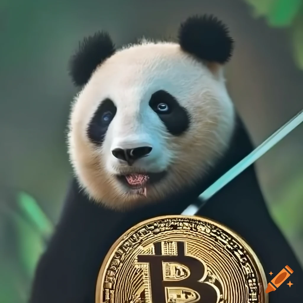 Panda holding a bitcoin logo on Craiyon