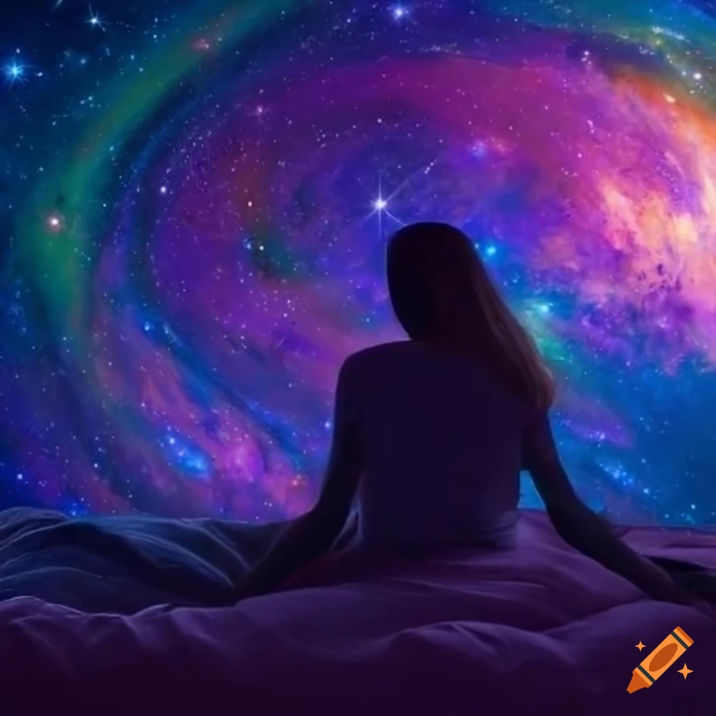 Person in a cosmic bedroom