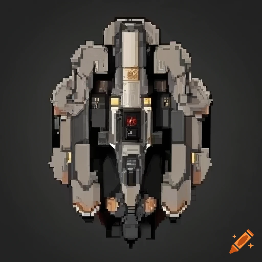 Top-down view space ship in a sci-fi style on a dark background on Craiyon