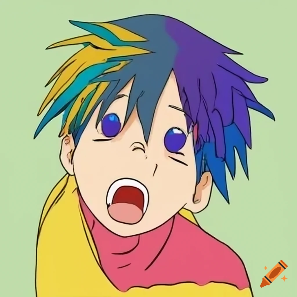 Anime boy crying and reaching out