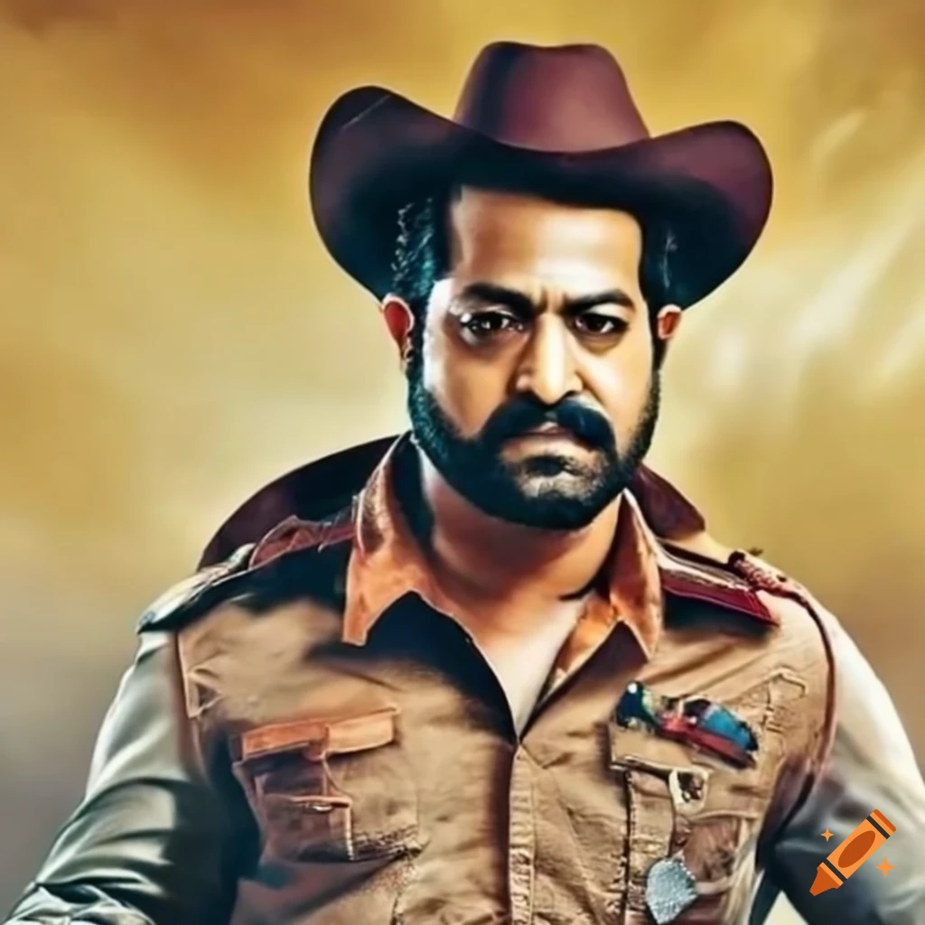 Indian actor junior ntr dressed as a cowboy on Craiyon