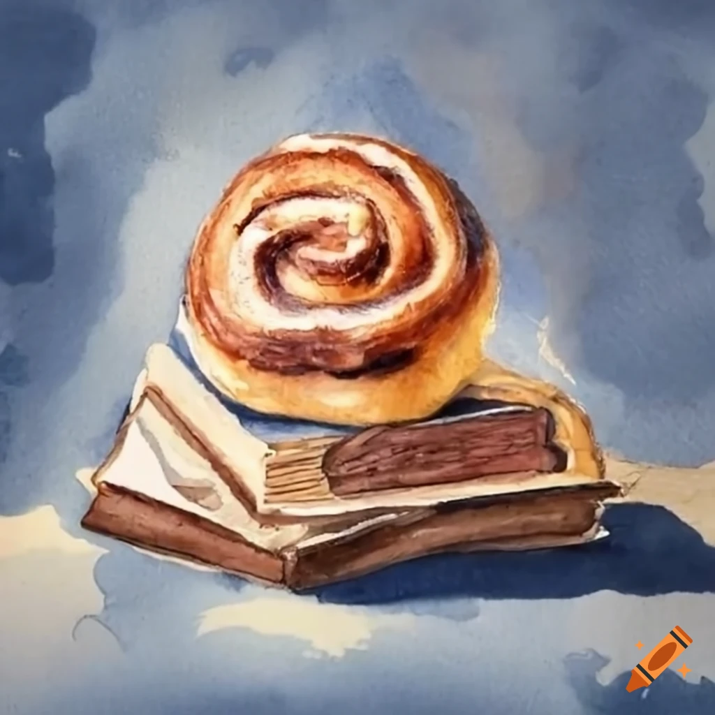 Cinnamon bun rolls reading books on Craiyon