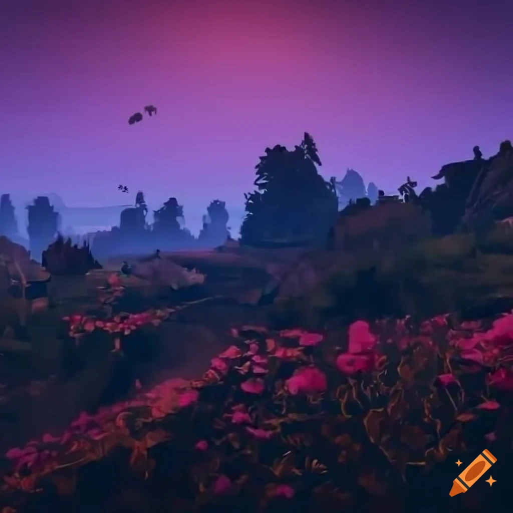 Gta 5 loading screen landscape with flowers on Craiyon