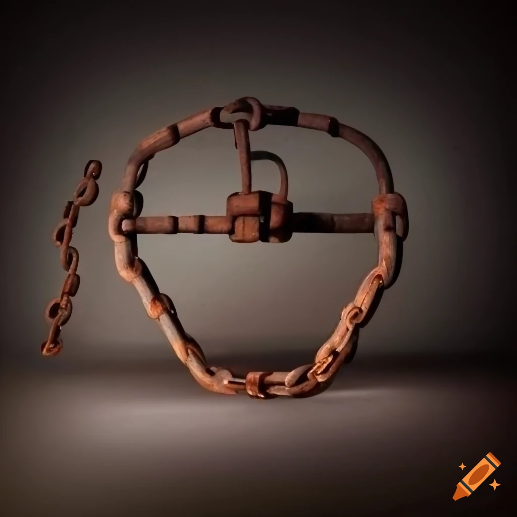 Old rusty trap with chain on Craiyon