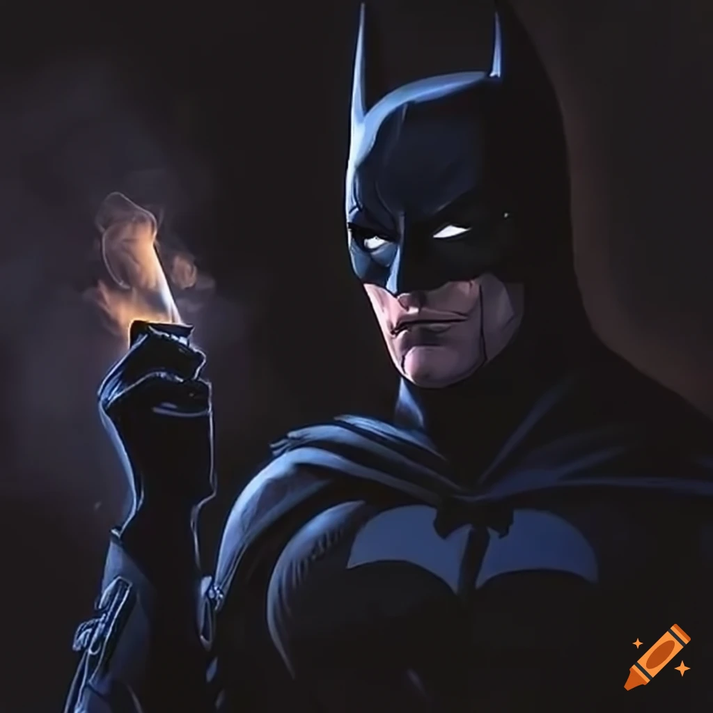 Batman standing by a gas station at night on Craiyon