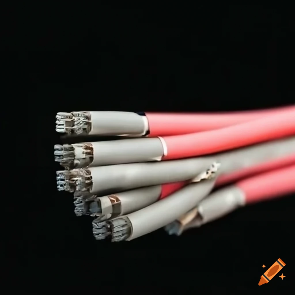 Optical fiber cable in a scrap yard on black background on Craiyon