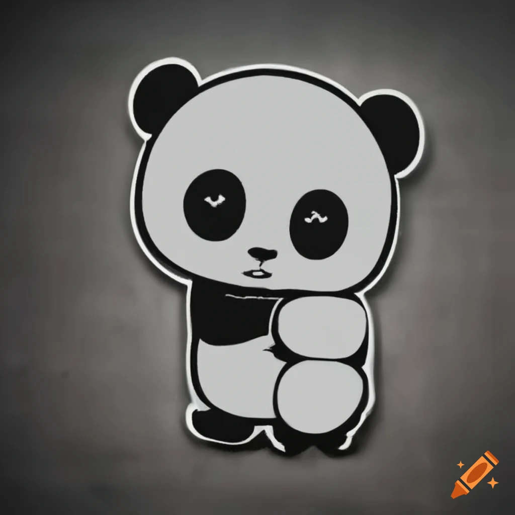 Black and white panda sticker on Craiyon